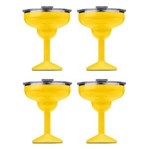 ORCA Rita 4-Pack 17oz Insulated Stainless Steel Cups w Lids Sunflower Yellow Set